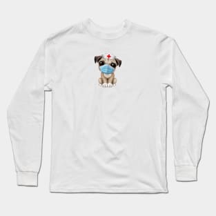 Cute Pug Puppy Nurse Long Sleeve T-Shirt